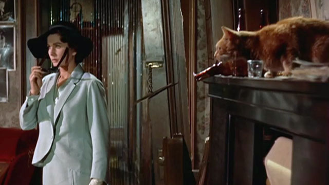 Elmer Gantry - Sister Sharon Jennifer Jones entering whorehouse with ginger tabby cat on top of player piano