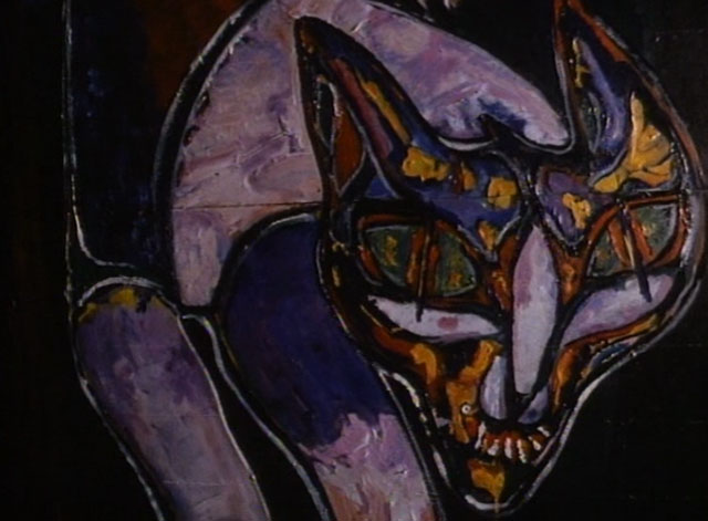 The Enchanted - strange cat mural on wall