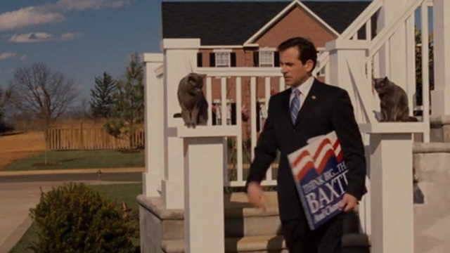 Evan Almighty - Evan Steve Carrell leaving house with two grey cats outside