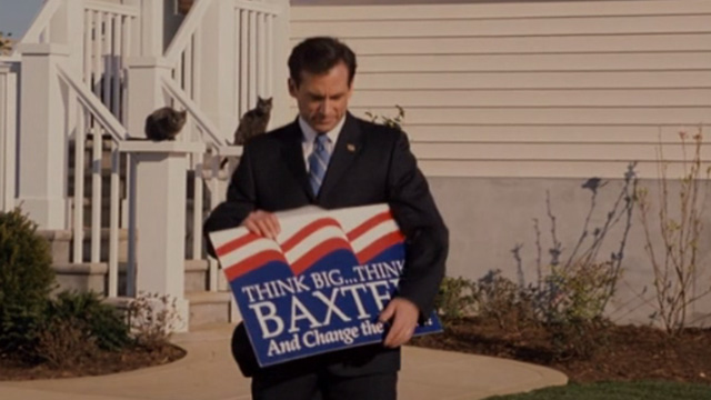 Evan Almighty - Evan Steve Carrell leaving house with two grey cats in background