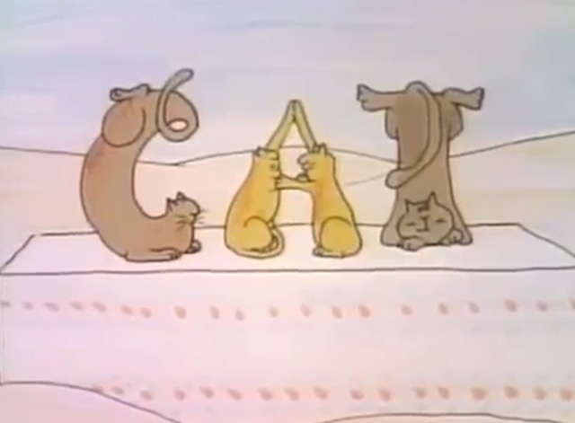 Everything You Need to Know About Cats - four cartoon cats spelling out the word CAT