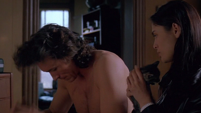 Excessive Force - Terry Thomas Ian Griffith sitting with Anna Charlotte Lewis holding tabby kitten