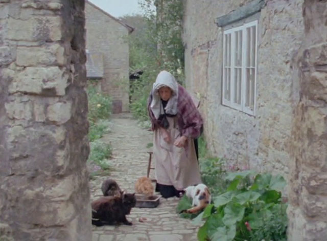 Exploits at West Poley - old woman Diana King feeding four cats