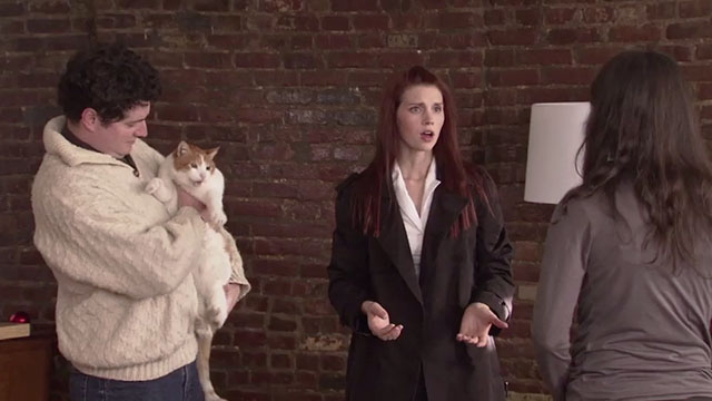 Failing Better Now - Anna Julie McNiven with Ross Tim Donovan Jr. holding ginger and white tabby cat Bernard Eizer lookalike and Mia Lindsay Michelle Nader
