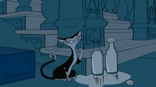 Fantasia 2000 - black and white cat happy with milk everywhere