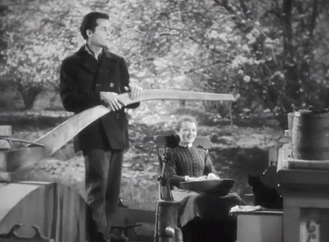 The Farmer Takes a Wife - Molly Janet Gaynor and Dan Henry Fonda on barge with tuxedo kitten