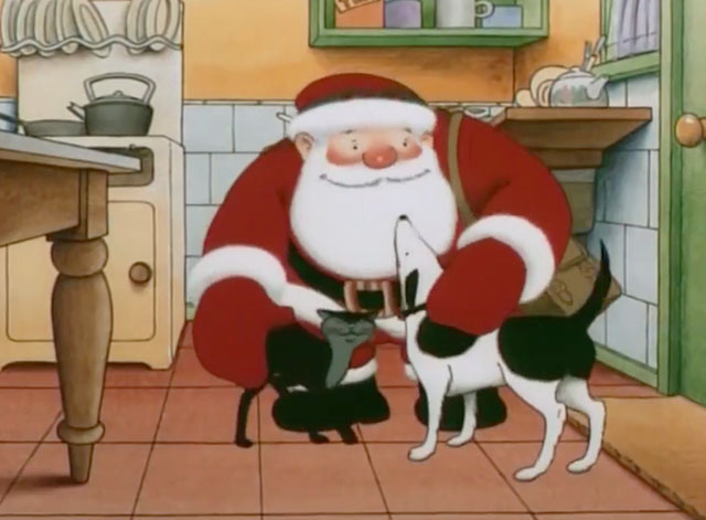 Father Christmas - with pets black cat and dog