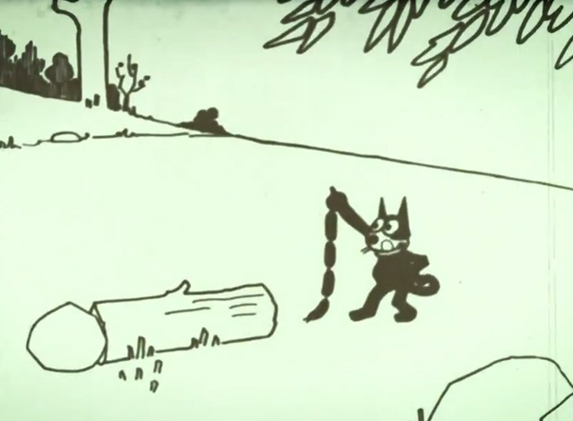 Felix Comes Back - Felix the cat holding up dead hot dogs