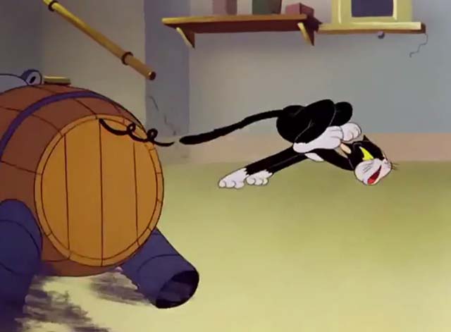 The Fifth-Column Mouse - black and white cat being chased by mechanical bulldog