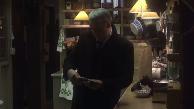 The First Deadly Sin - Edward Delaney Frank Sinatra with tuxedo cat Rocky sitting on kitchen counter