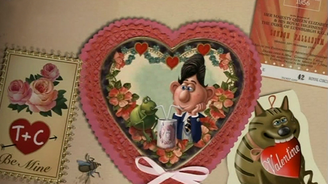 Flushed Away - animated cat on Valentine's Day card