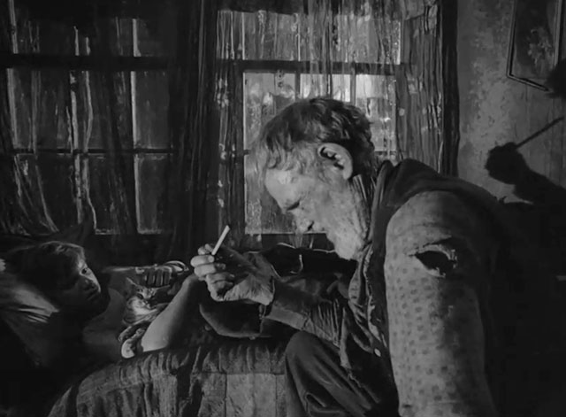 The Fool Killer - tabby cat sleeping in bed with George Edward Albert and Dirty Jim Henry Hull