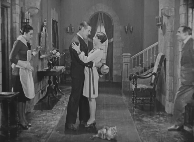 Forgotten Sweeties - longhair tabby cat on floor with Thurston Charley Chase and Shirley Palmer as Lillian Anita Garvin and Ida Mitchell Lewis angrily look on