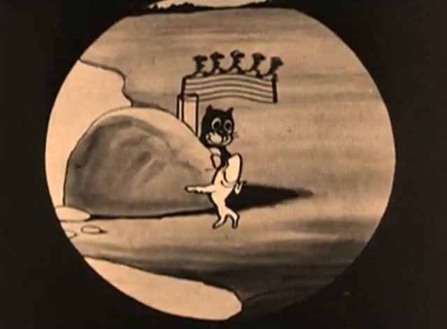 The Four Musicians of Bremen - black cartoon cat watching fish dancing