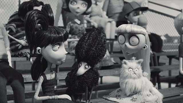 Frankenweenie - Weird Girl with white Persian cat Mr. Whiskers, Persephone and Shelly at baseball game