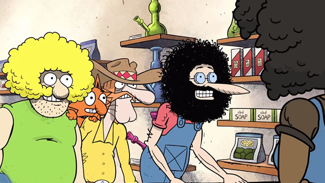 The Freak Brothers - Are You Ready for an Edible? - standing at counter with Fat Freddy's cat