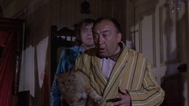 From Beyond the Grave - Mr. Jeffries Tommy Godfrey and ginger tabby cat shocked inside apartment with Edward David Warner