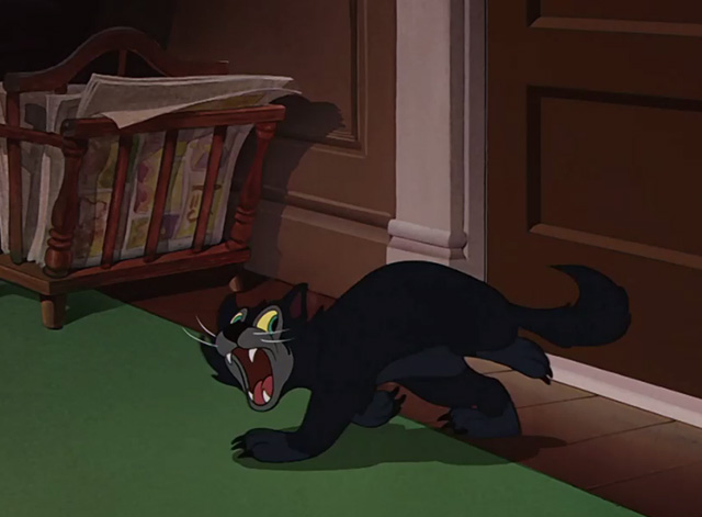 Fun & Fancy Free - black cat running away from door