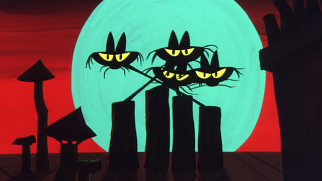 Gay Purr-ee - cartoon black cats looking out of stove pipes the Money Cats