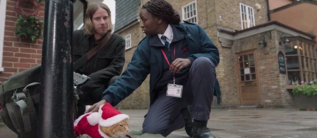 A Christmas Gift from Bob - James Bowen Luke Treadway with ginger tabby street cat Bob and Jarvis Aretha Ayeh
