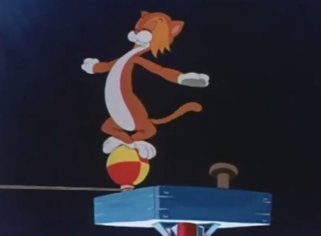 Ginger Nutt's Christmas Circus - Chester cat on ball on tightrope