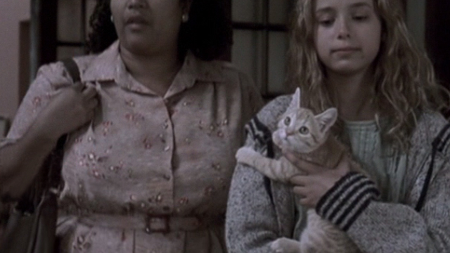 Glitter - young Billie Isabel Gomes with tabby kitten Whisper entering children's home