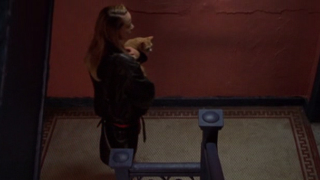 Glitter - Billie Mariah Carey approaching apartment with tabby cat Whisper