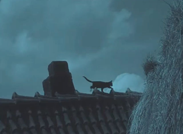 The Golem - black cat on rooftop restored version