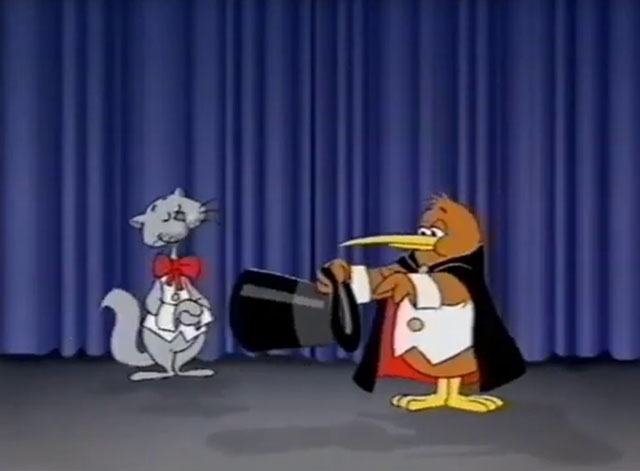 Goodnight Kiwi - cartoon kiwi and grey cat with Channel 2 logo