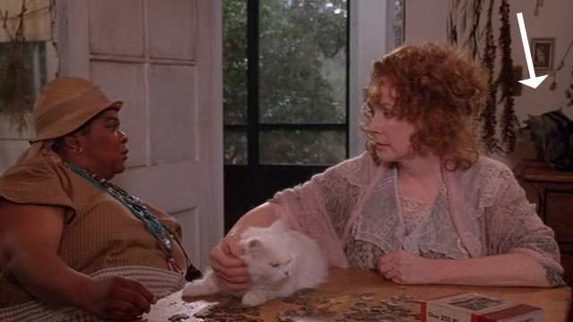 The Grass Harp - Dolly Piper Laurie with long haired white cat on table and Bengal tabby behind with Catherine Nell Carter