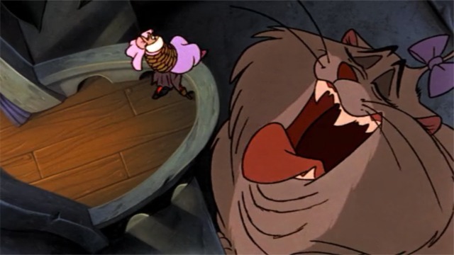 The Great Mouse Detective Felicia prepares to eat the Queen