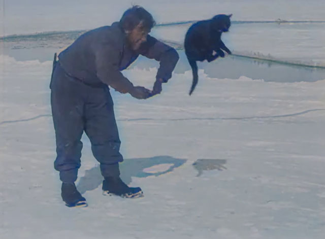 The Great White Silence - black cat flying through the hooped arms of sailor Lees from Terra Nova