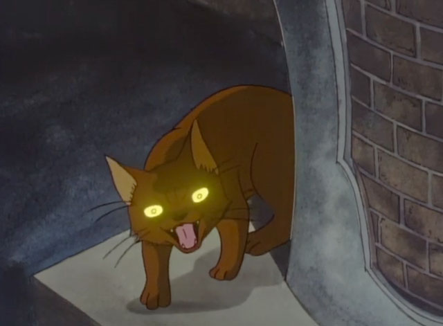 The Green Cat - Midori no neko - scared ginger cartoon cat hissing
