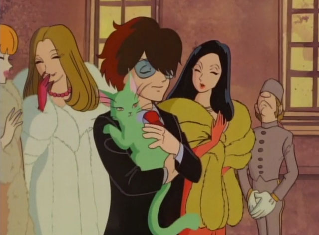 The Green Cat - Midori no neko - cartoon green cat in Sango's arms