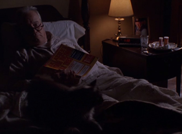 Grumpy Old Men - long haired calico cat Slick on bed with John Gustafson Jack Lemmon