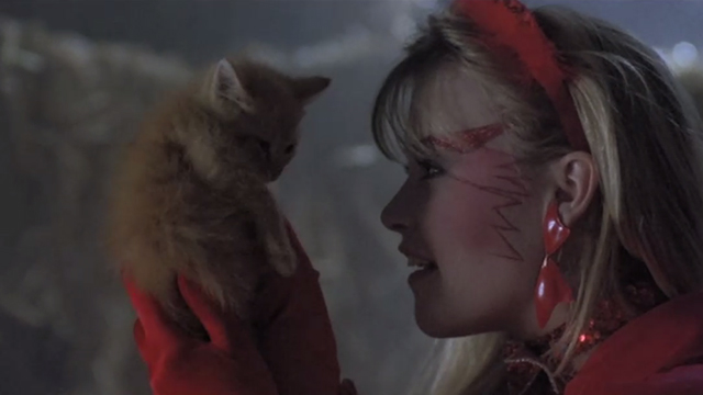Halloween 5: The Revenge of Michael Meyers - Samantha Tamara Glynn holding up ginger tabby kitten
