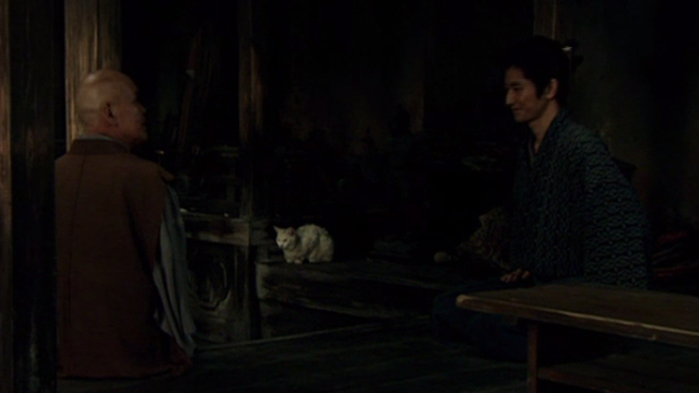 Hara-Kiri - Dirty white cat in background of room with Motome Chijiiwa Eita