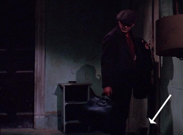 Hard Times - Chaney Charles Bronson looking back into apartment with tabby cat at his feet