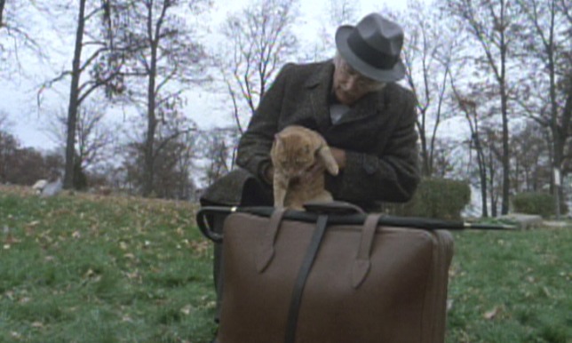 Harry & Tonto - Harry Art Carney taking ginger tabby cat Tonto out of bag