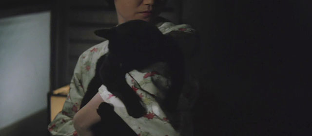 The Haunted Castle - Hiroku kaibyô-den - black cat Tama held by Sayo