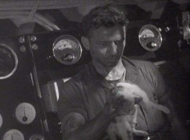 Hell Below - Flanagan looking at limp calico cat in his hand