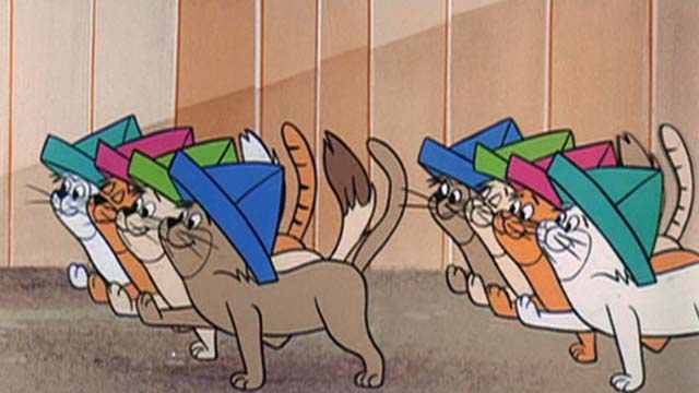 Hey There, It's Yogi Bear - cats in two lines marching