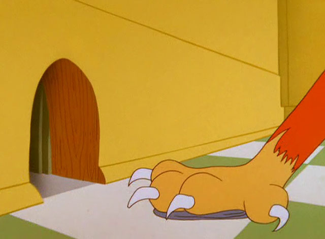 The Honey-Mousers - cartoon orange cat's paw flattening tomato can