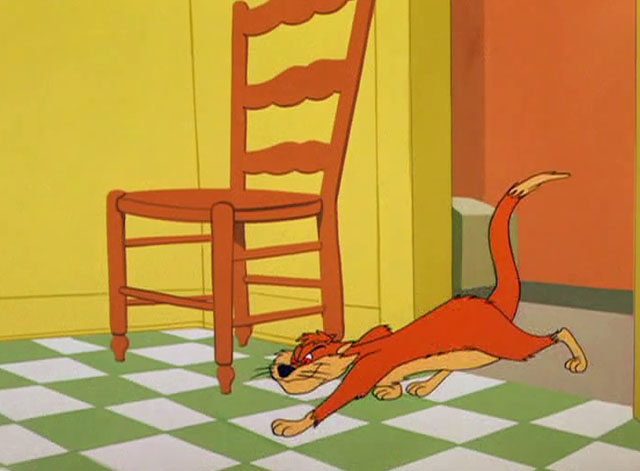 The Honey-Mousers - cartoon orange cat creeping across kitchen floor