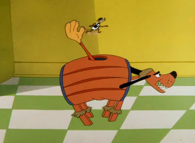 The Honey-Mousers - cartoon orange cat's paw reaching out of Trojan poodle to grab Ned