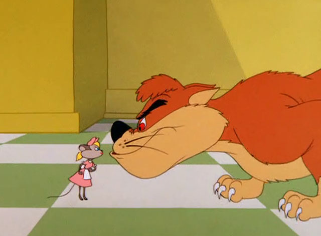 The Honey-Mousers - cartoon orange cat facing mouse Alice