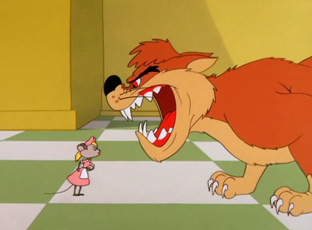The Honey-Mousers - cartoon orange cat snarling at mouse Alice