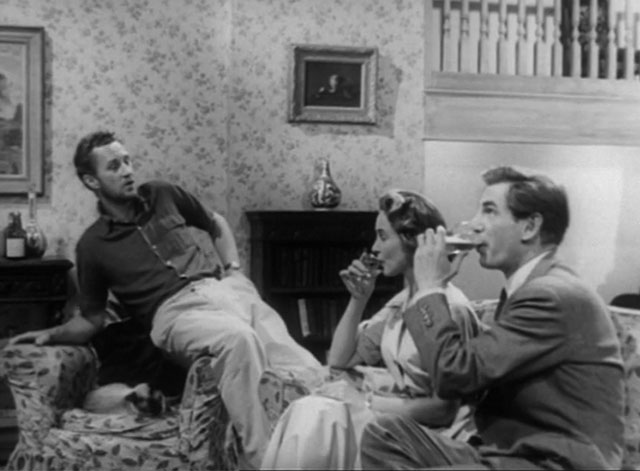 The House in the Woods - Geoffrey Michael Gough, Carol Patricia Roe with Spencer Ronald Howard and seal point Siamese cat Cleopatra on chair