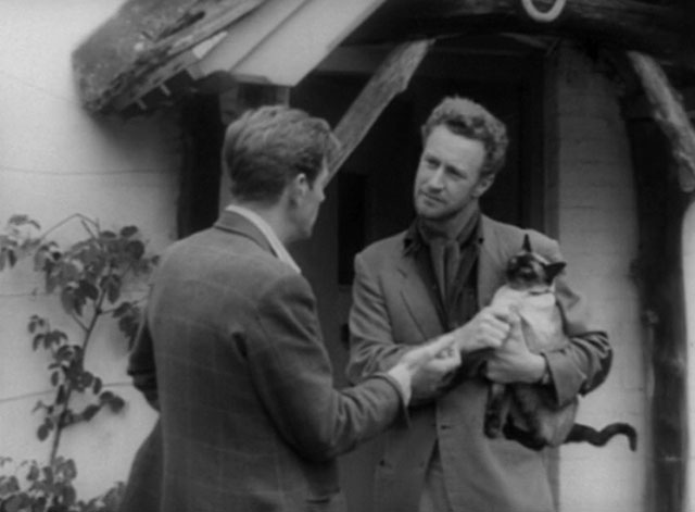 The House in the Woods - Geoffrey Michael Gough with Spencer Ronald Howard holding seal point Siamese cat Cleopatra