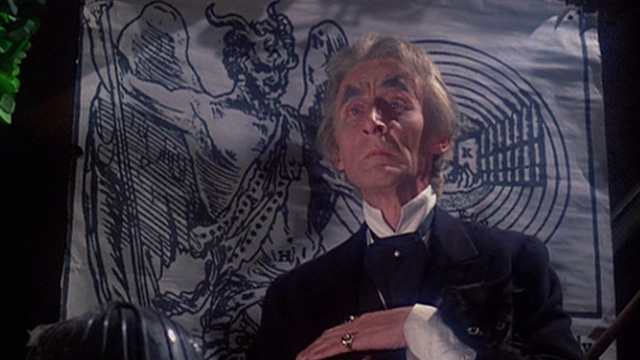 The House That Dripped Blood - black cat being held by Theo Von Hartmann Geoffrey Bayldon